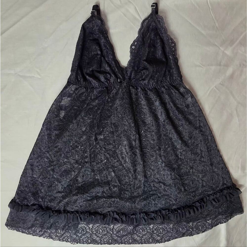 SEDUCTIVE WEAR CINEMA ETOILE  Black Floral Lace Baby Doll Lingerie XL Mini Dress